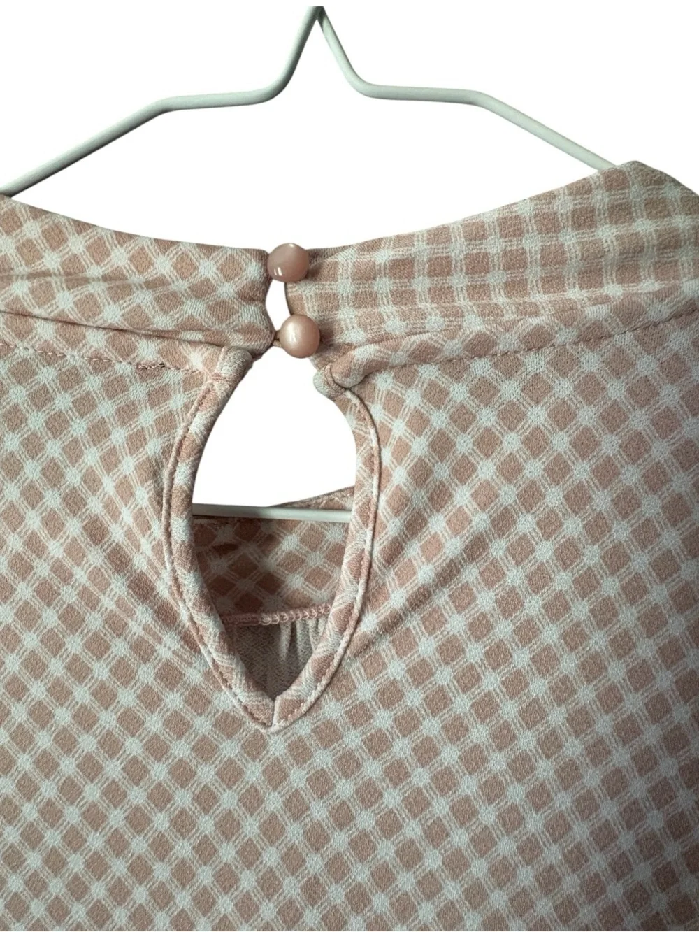 Adrianna Papell Pink Gingham Keyhole Back Blouse - Picture 6 of 9